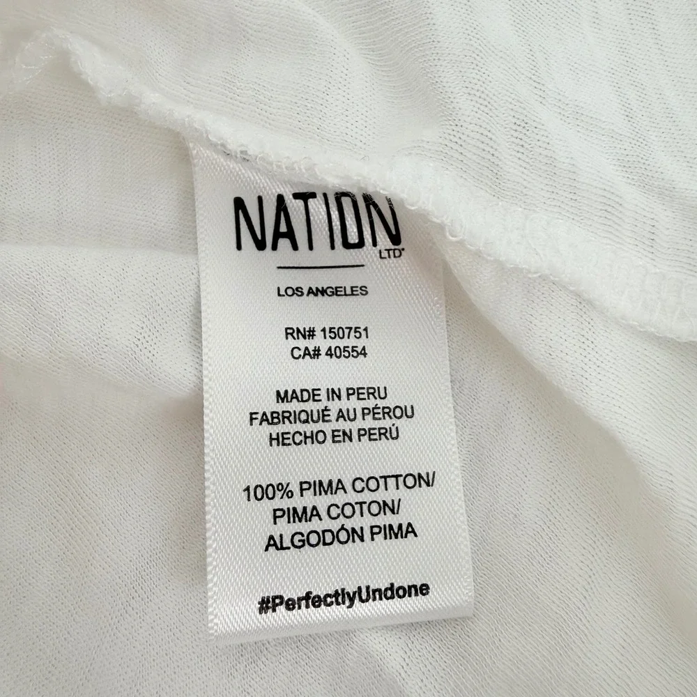 Nation LTD Paulette Ruffle Sleeve Tank Top Size M White Pima Cotton Slub Tee - Picture 10 of 16